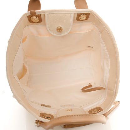 Chanel Canvas Pearl Medium Deauville Tote Ecru Beige 5 of 13