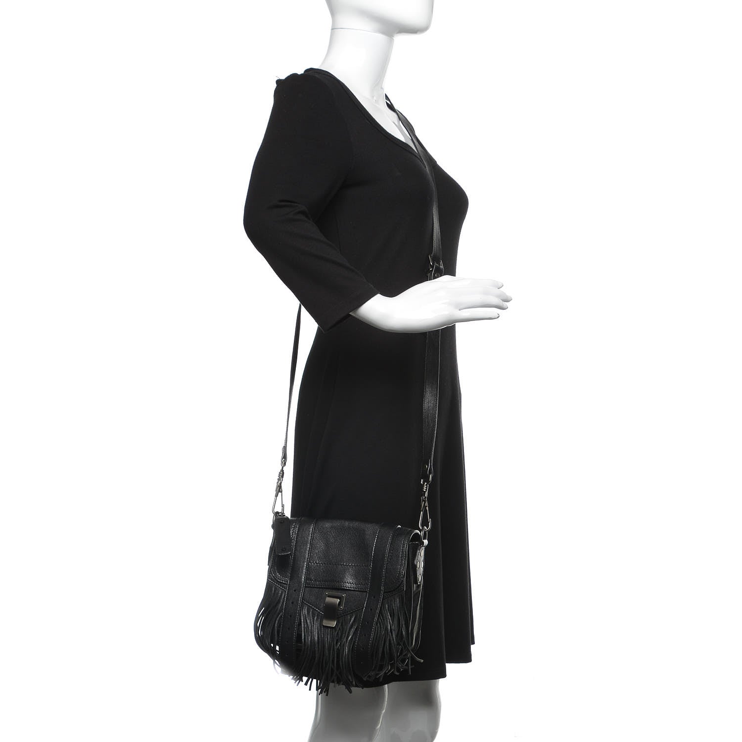 Proenza Schouler Lambskin Fringe PS1 Crossbody Pouch Black 2 of 8