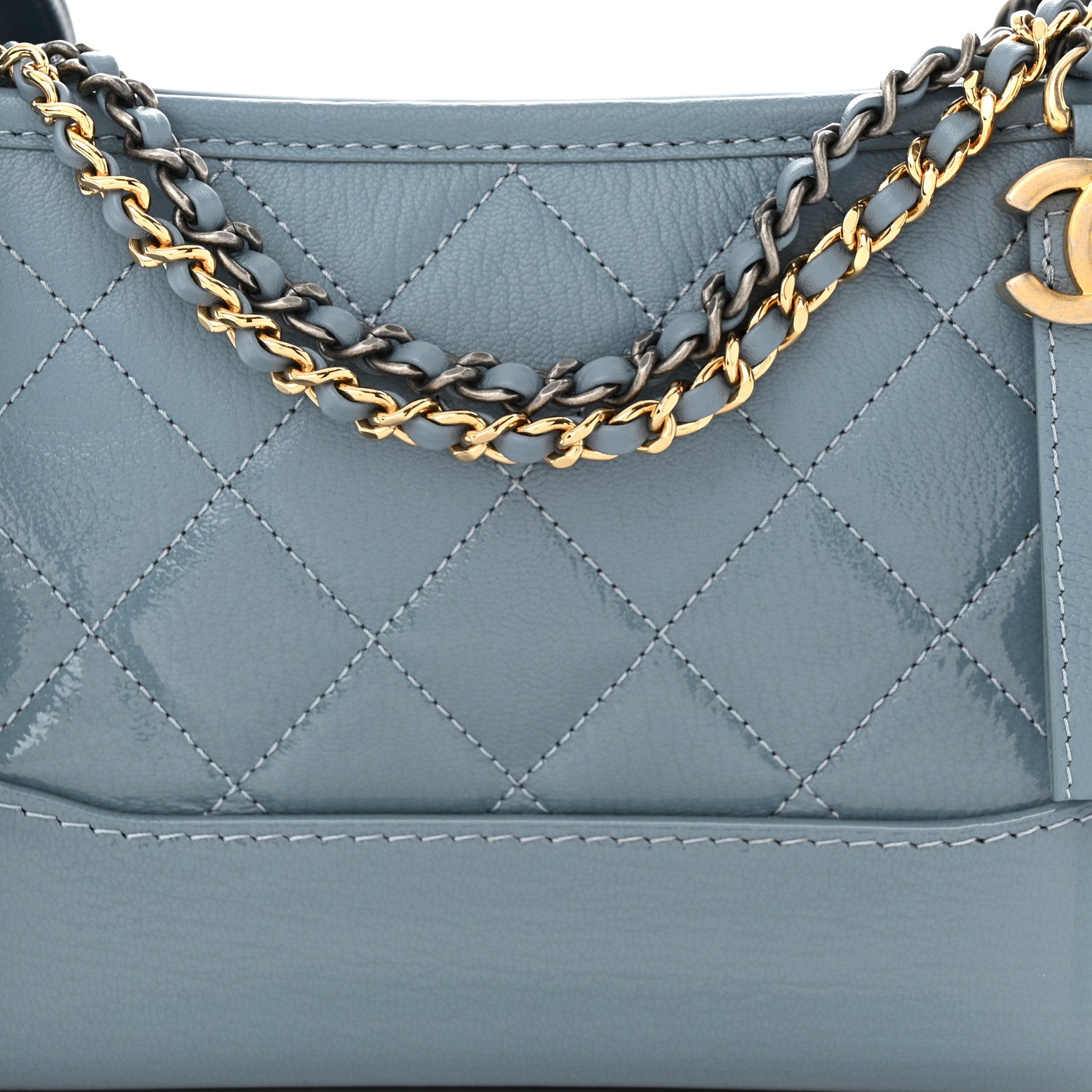 Chanel Aged Calfskin Quilted Small Gabrielle Hobo Light Blue 8 of 10