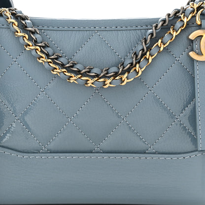 Chanel Aged Calfskin Quilted Small Gabrielle Hobo Light Blue 8 of 10