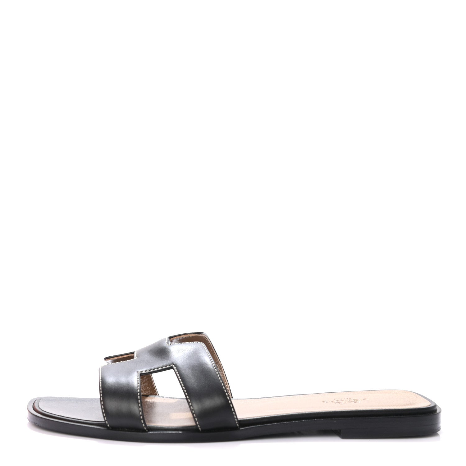 Hermes Box Calfskin Oran Sandals 40 Black 1 of 6