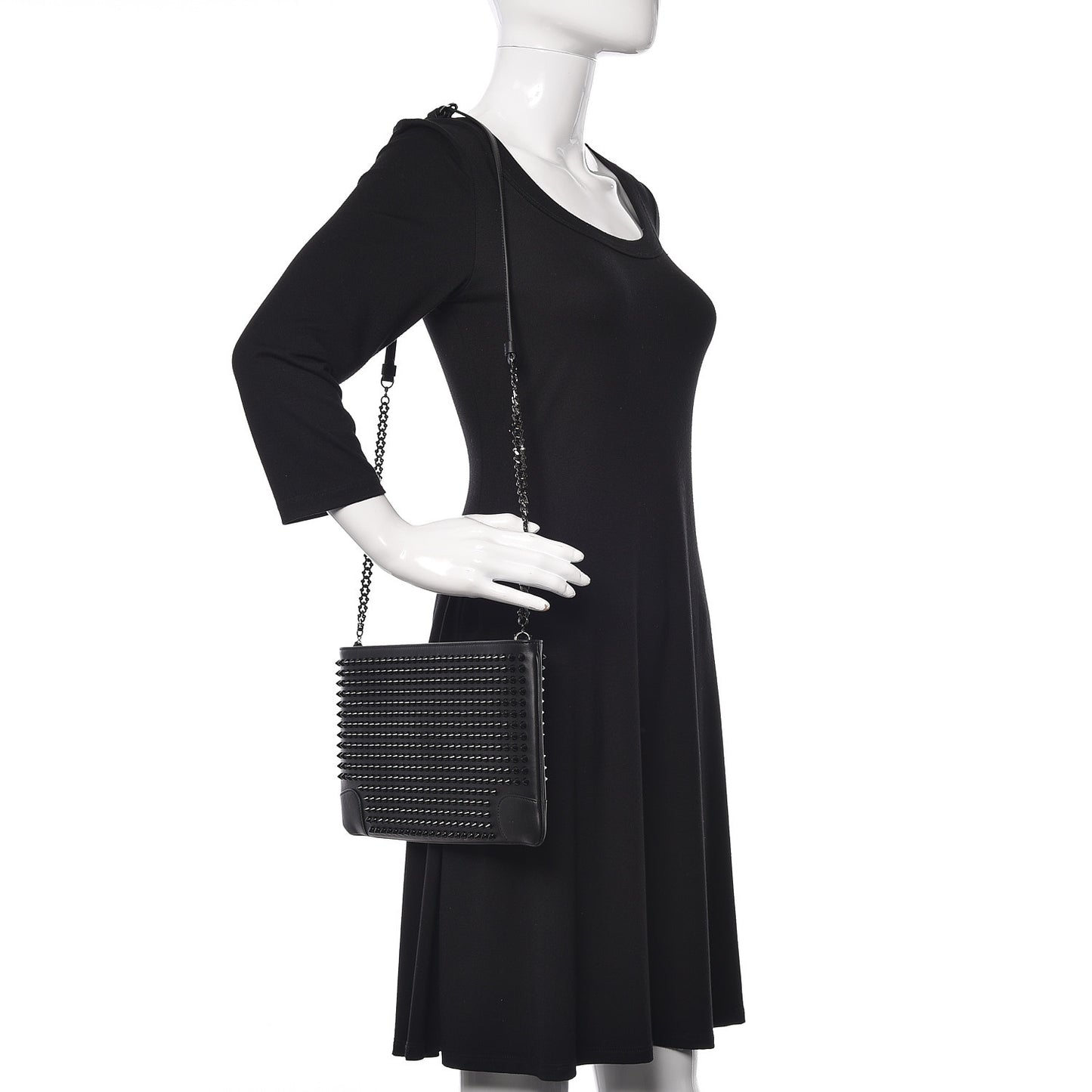 Calfskin Studded Loubiposh Clutch Black
