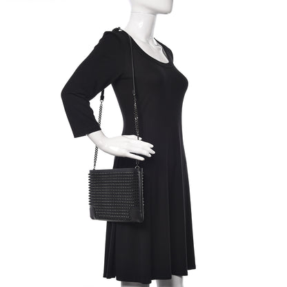 Christian Louboutin Calfskin Studded Loubiposh Clutch Black 2 of 10