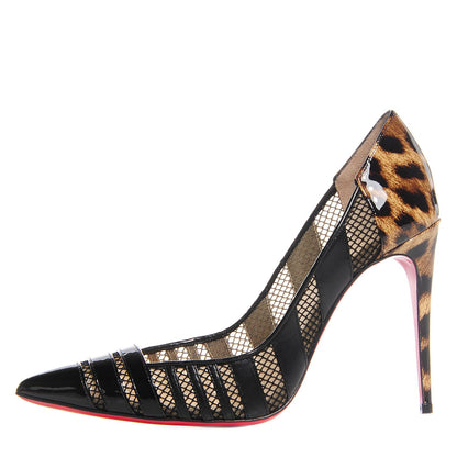 Christian Louboutin Patent Calf Mesh Bandy 100 Pumps Leopard 36 1 of 6