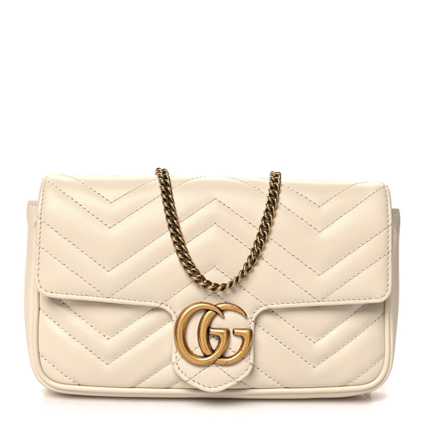 Calfskin Matelasse Mini GG Marmont Shoulder Bag With Card Holder White Black