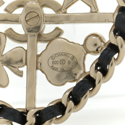 Chanel Lambskin Pearl Strass Sergeant Chanel Shield Brooch Gold 4 of 6