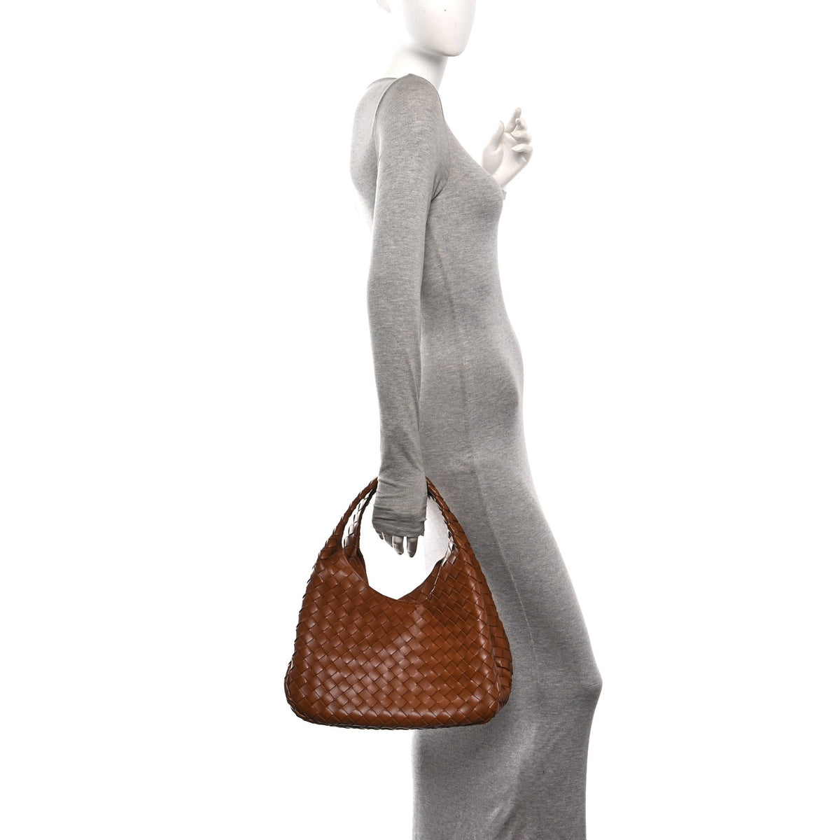 Nappa Intrecciato Medium Campana Shoulder Bag Tannin