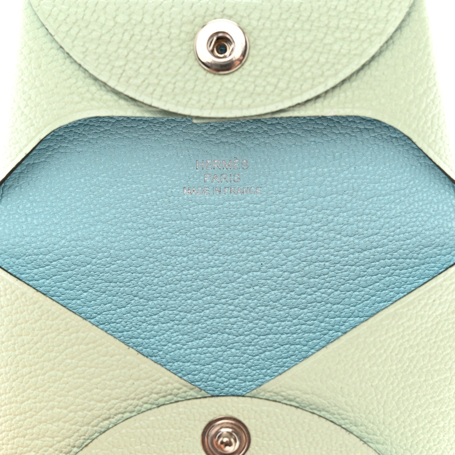 Hermes Chevre Mysore Bastia Verso Coin Purse Vert Fizz Bleu Zephyr 6 of 8