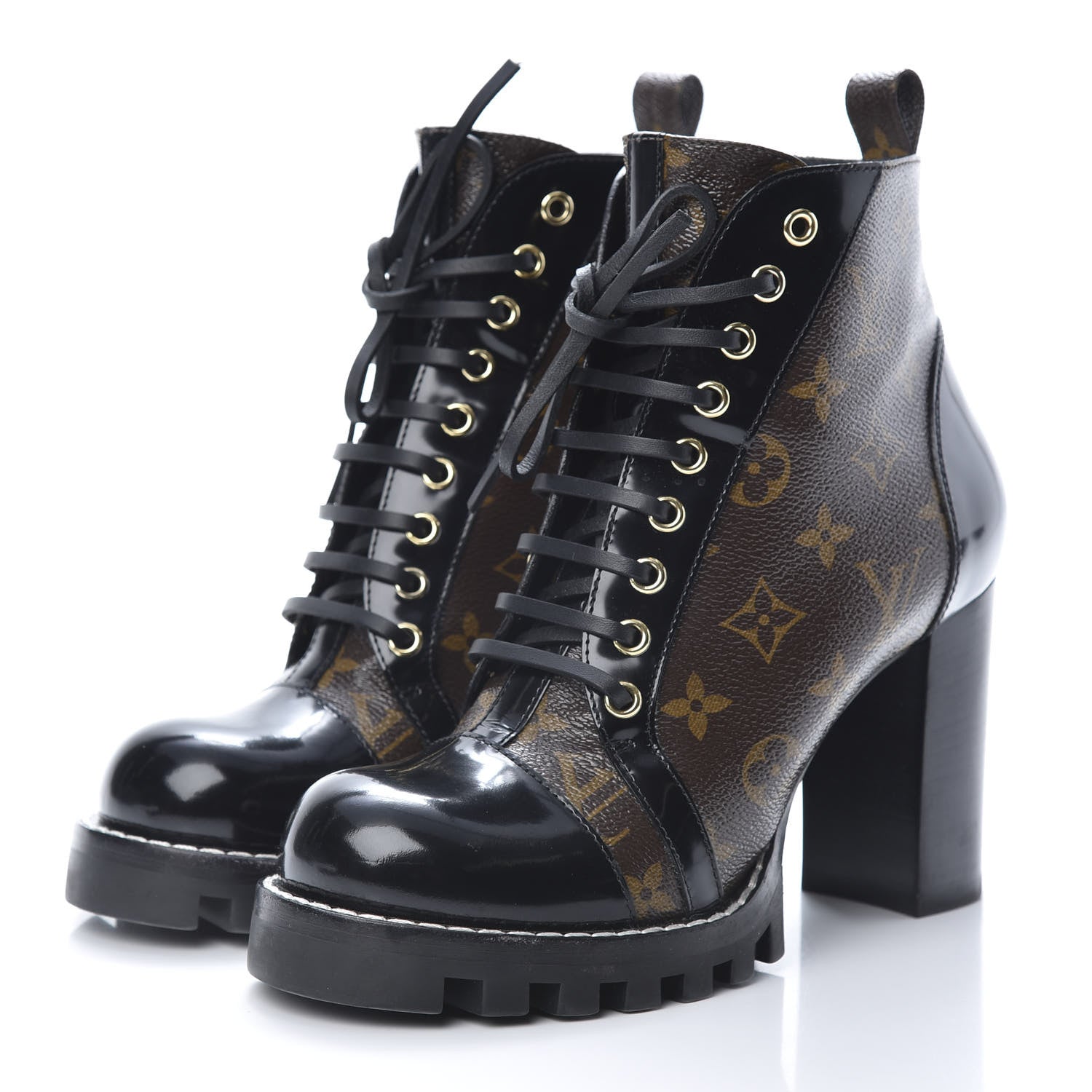 Louis Vuitton Patent Calfskin Monogram Star Trail Ankle Boots 39 Black 3 of 7