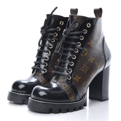 Louis Vuitton Patent Calfskin Monogram Star Trail Ankle Boots 39 Black 3 of 7