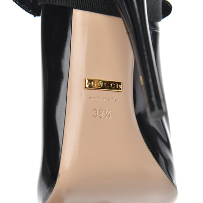 Gucci Polished Calfskin Removable Bee Elaisa Platform High Heel Pumps 38.5 Black 7 of 16