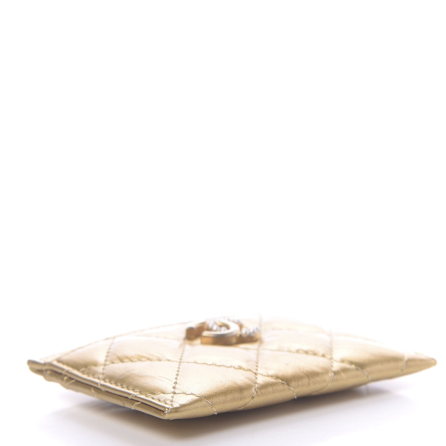 Chanel Metallic Aged Calfskin Quilted Card Holder Gold 4 of 9