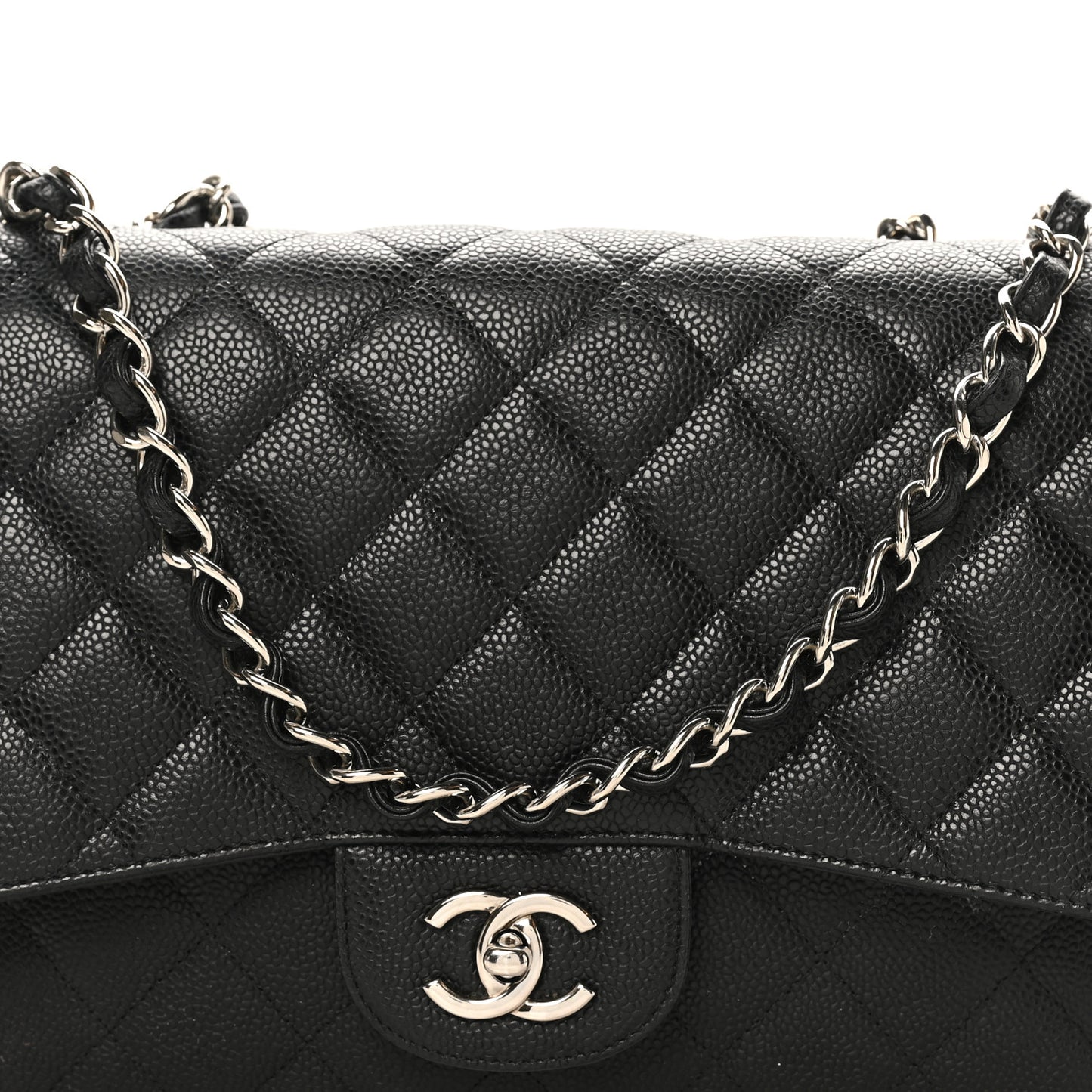 Caviar Quilted Jumbo Single Flap Black