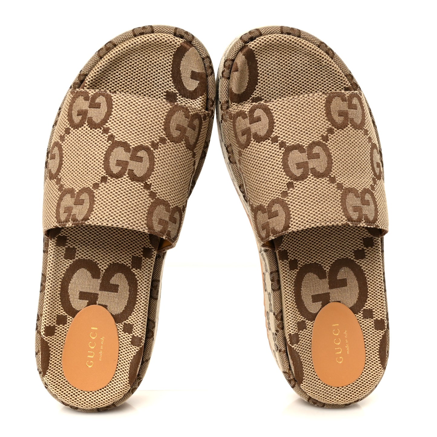 Monogram Maxi GG Angelina Platform 55mm Slide Sandals 41.5 Camel Ebony