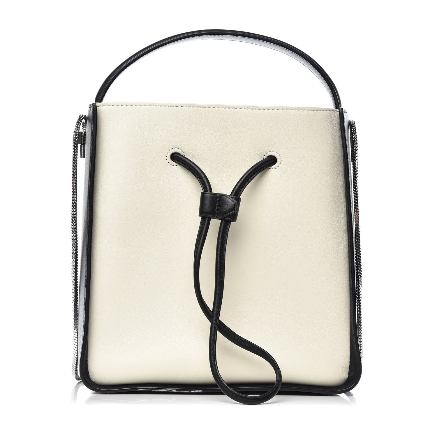 3.1 Smooth Calfskin Bi-Color Small Soleil Bucket Bag Off White Black
