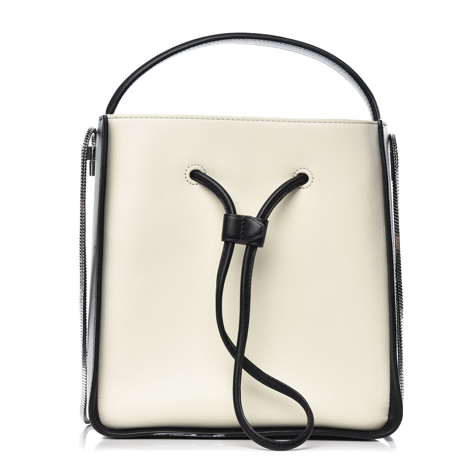 3.1 Phillip Lim 3.1 Smooth Calfskin Bi-Color Small Soleil Bucket Bag Off White Black 1 of 10