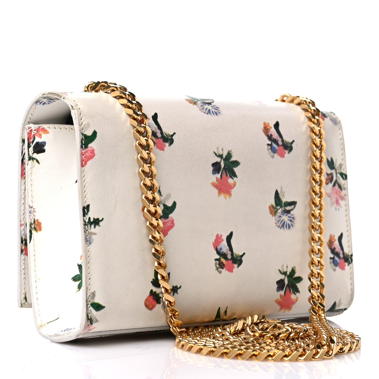 Saint Laurent Calfskin Prairie Flower Printed Small Classic Monogram Kate Satchel White 3 of 15