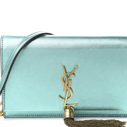 Saint Laurent Laminated Calfskin Classic Monogram Kate Tassel Chain Wallet Green 15 of 15