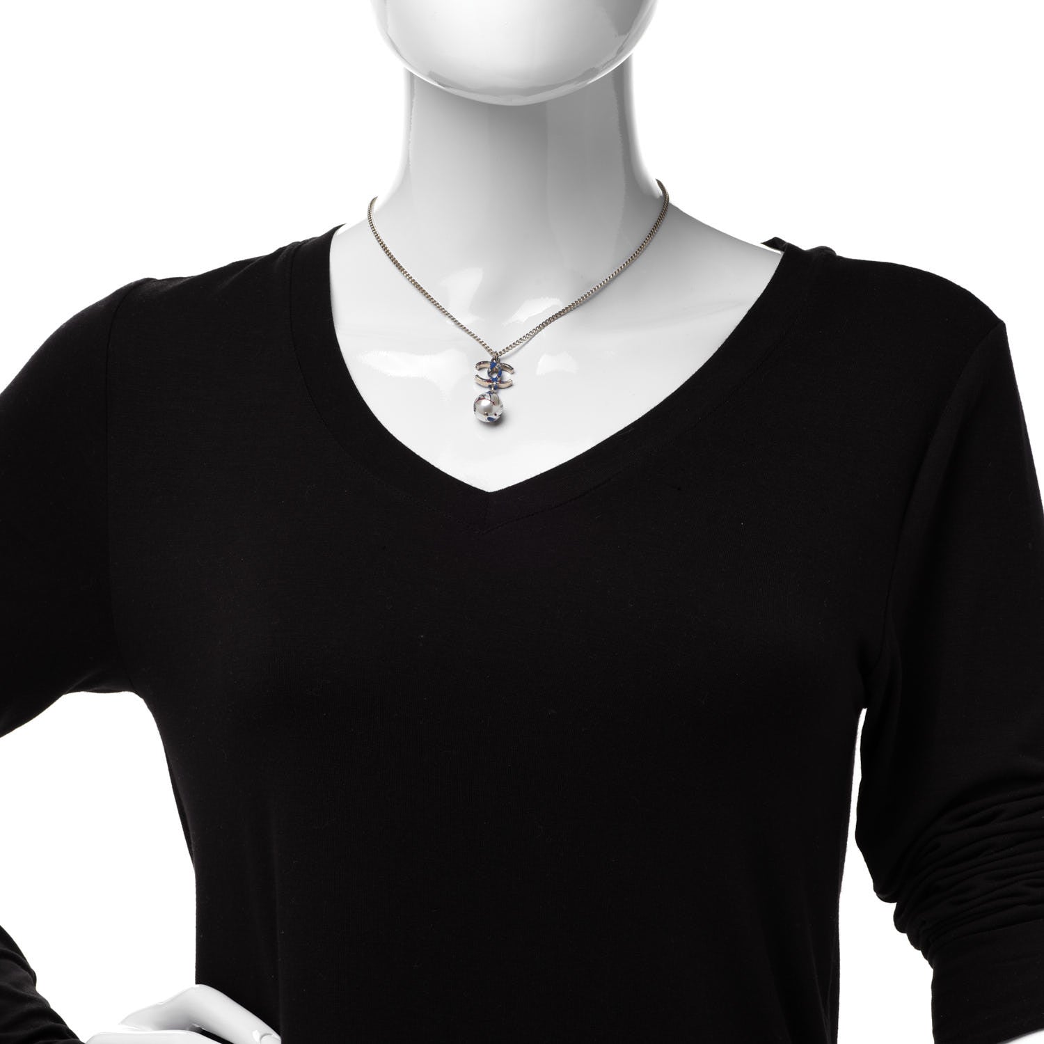 Chanel Pearl Bead CC Jackson Pollock Splattered Paint Drop Necklace Black Red Blue 2 of 6