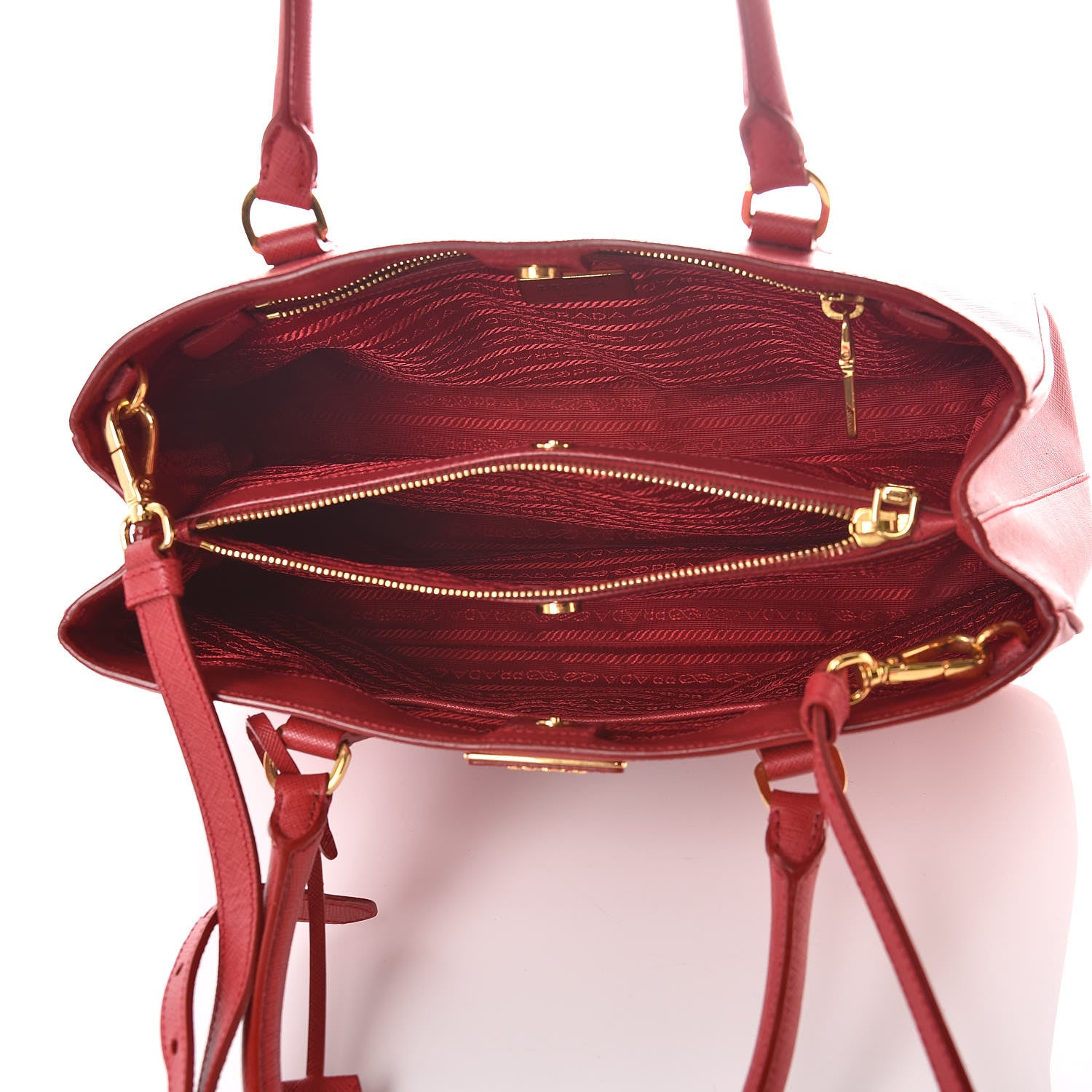 Prada Saffiano Lux Medium Tote Fuoco 7 of 14