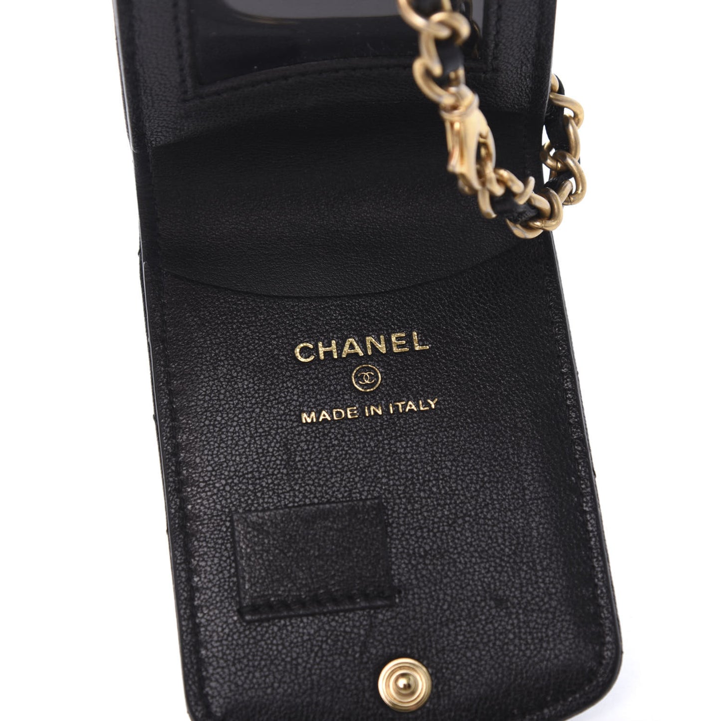 Lambskin Quilted Chanel 19 Luggage Tag Black