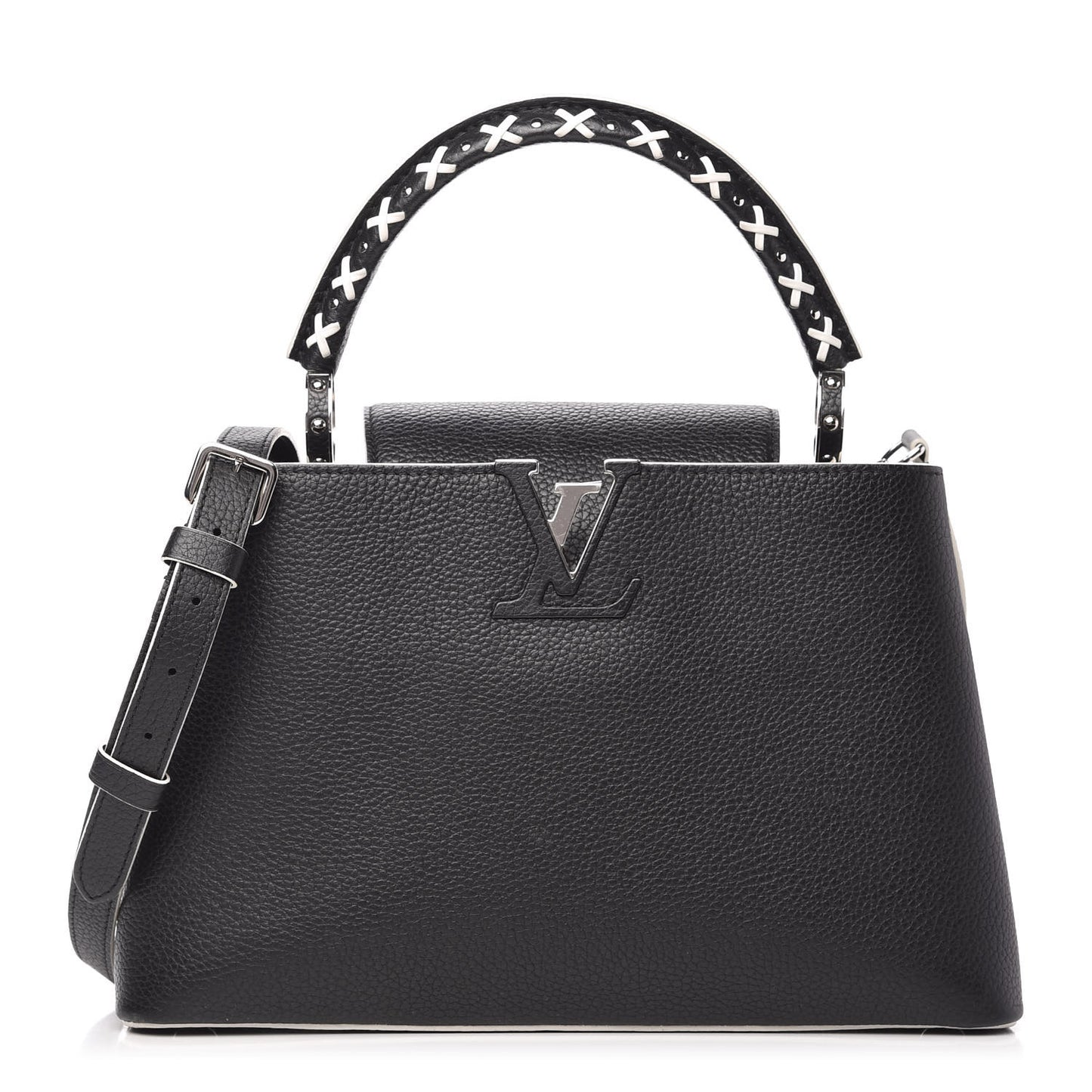 Taurillon Stitched Capucines PM Black