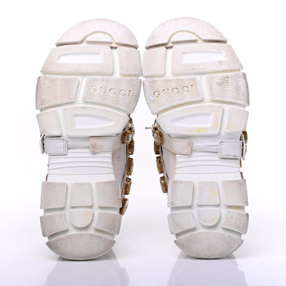 Gucci X SEGA Mesh Calfskin Suede Removable Crystals Womens Flashtrek Sneakers 38.5 Great White 5 of 23