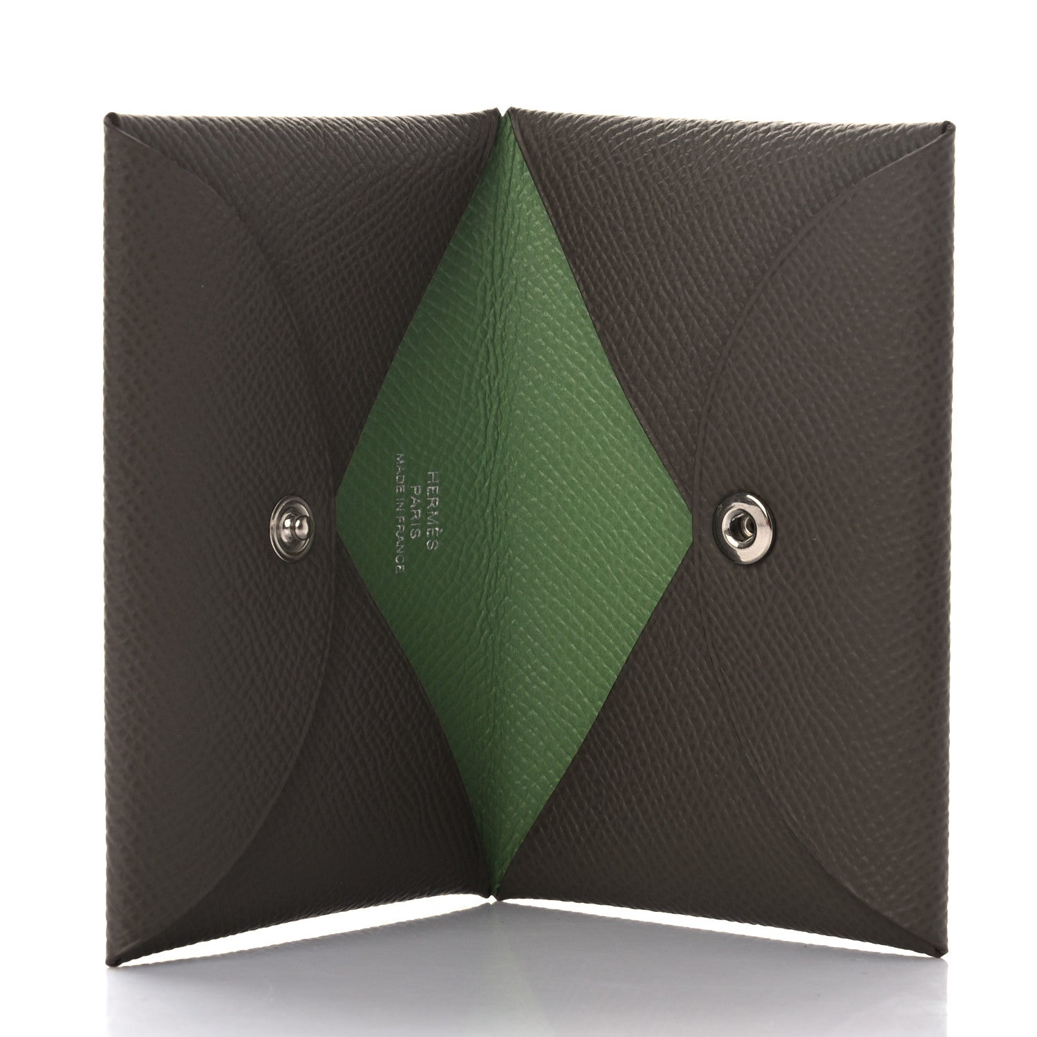Hermes Epsom Verso Calvi Card Case Etain Vert Criquet 5 of 7