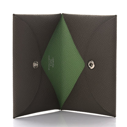 Hermes Epsom Verso Calvi Card Case Etain Vert Criquet 5 of 7