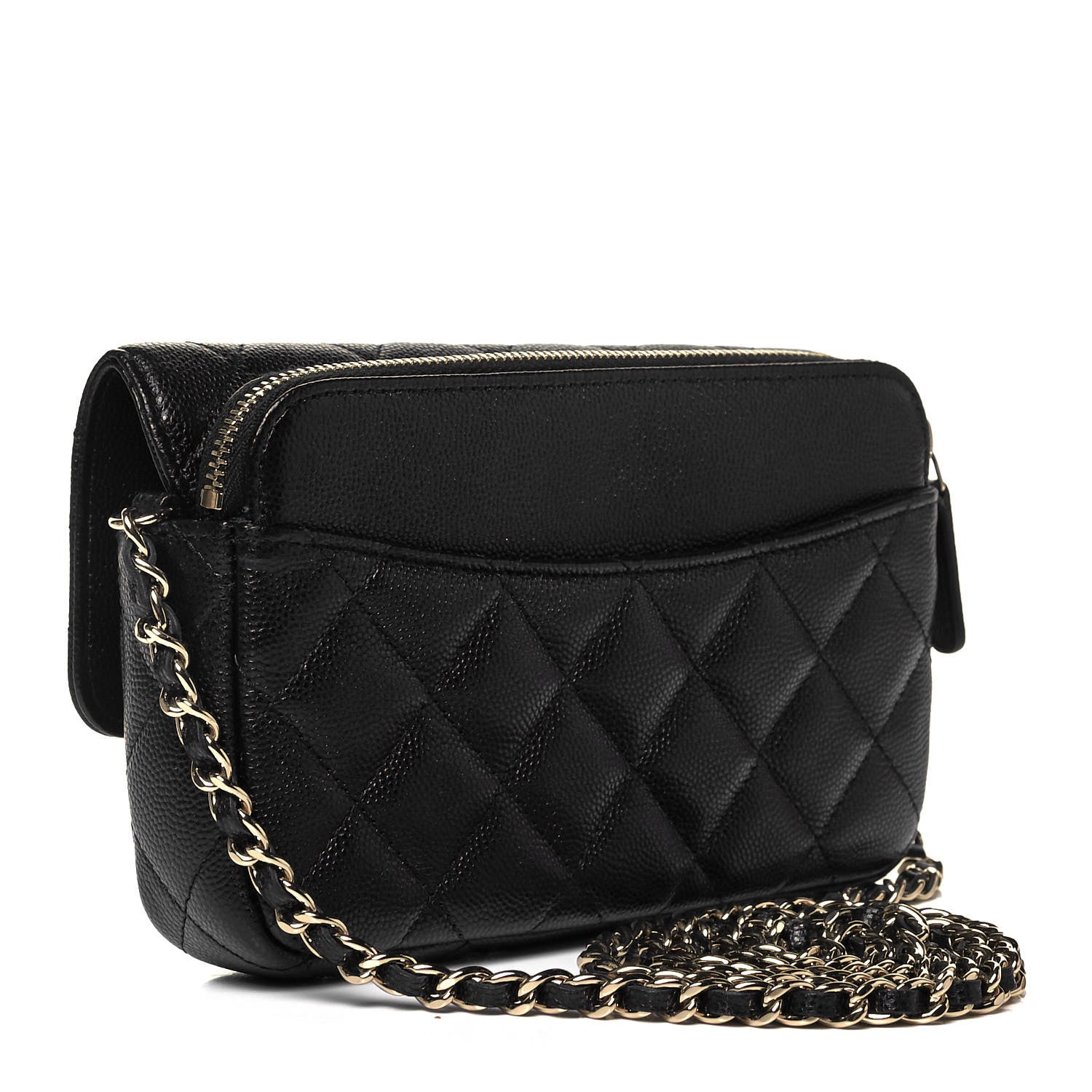 Chanel Caviar Quilted Flap Phone Holder With Chain Black 3 of 9