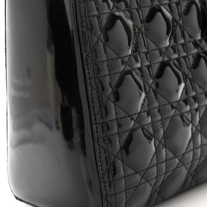 Christian Dior Patent Cannage Whipstitch Medium Lady Dior Black 14 of 15