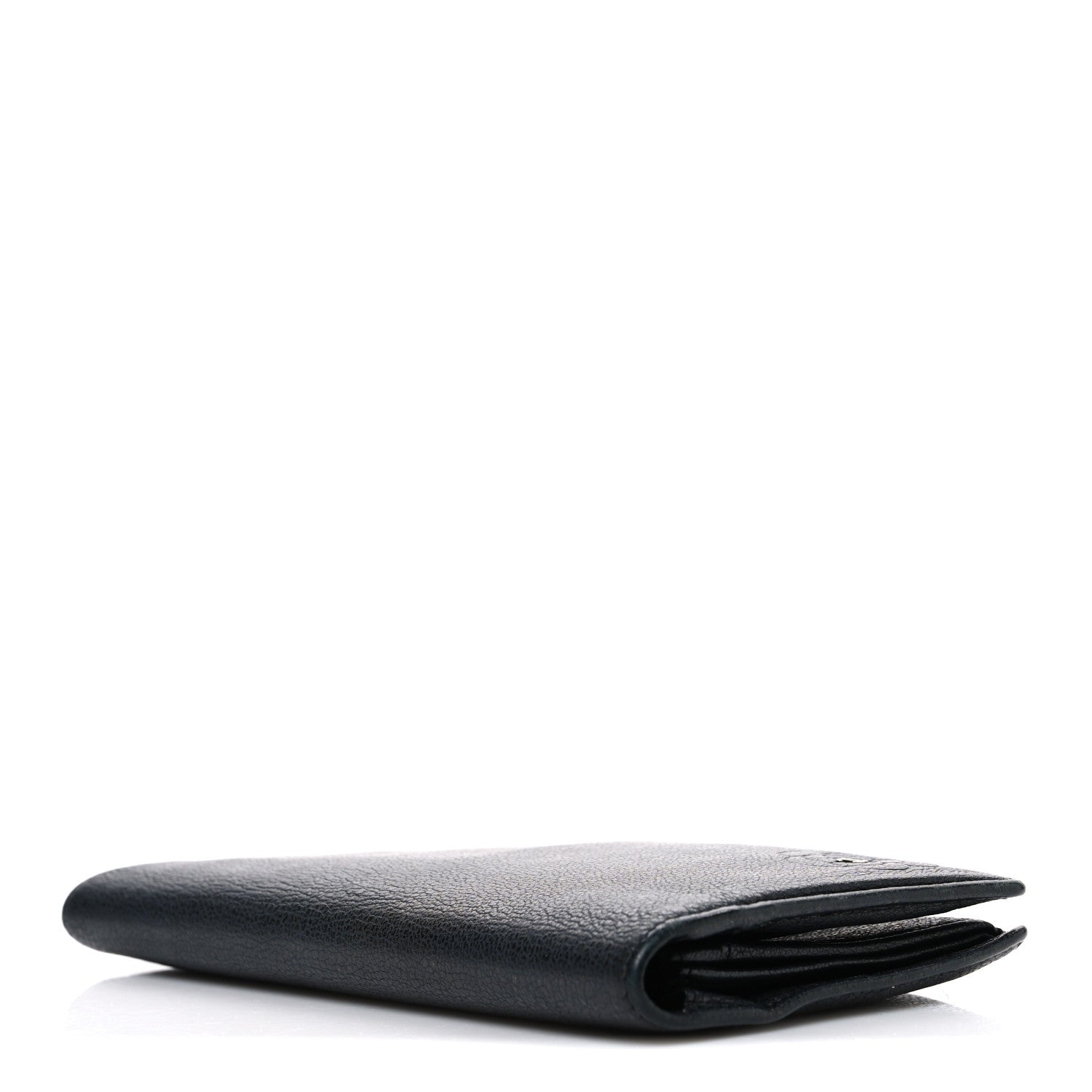 Chanel Goatskin Camellia Embossed Yen Wallet Black 4 of 8