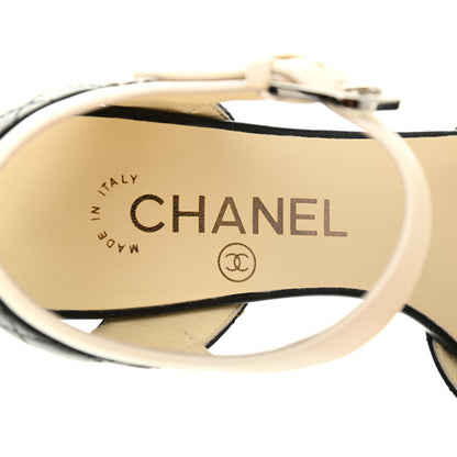 Chanel Lambskin Quilted CC Sandals 35.5 Black White 6 of 8