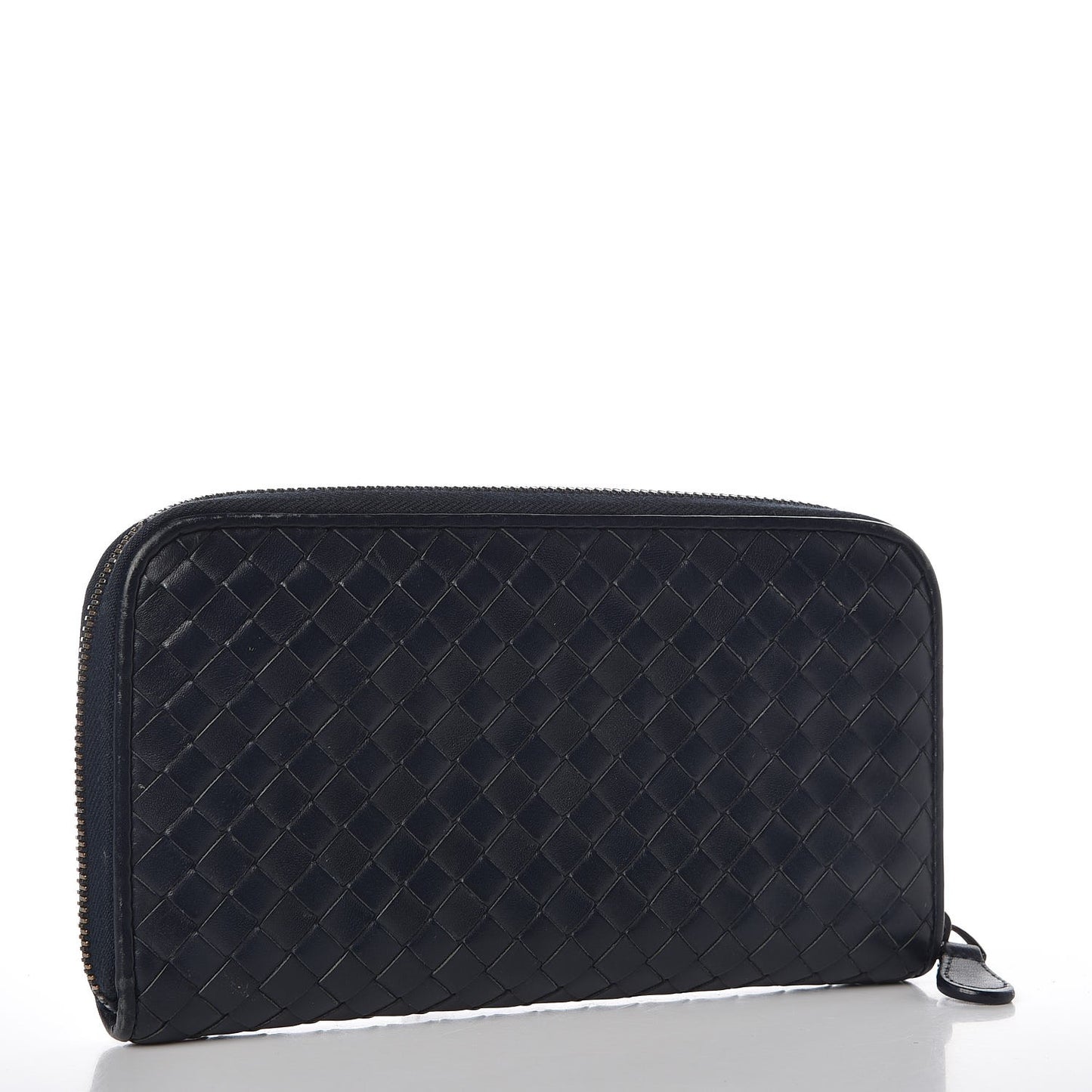 Nappa Intrecciato Zip Around Wallet Denim