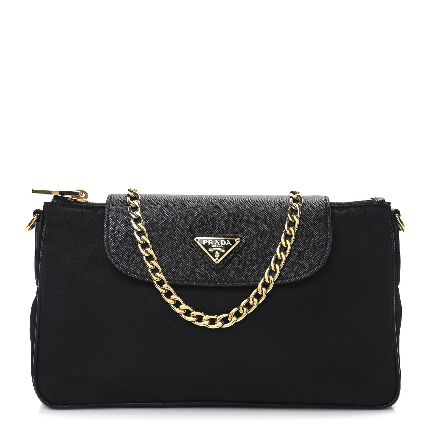 Prada Tessuto Nylon Saffiano Crossbody Bag Black 1 of 10