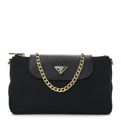 Prada Tessuto Nylon Saffiano Crossbody Bag Black 1 of 10