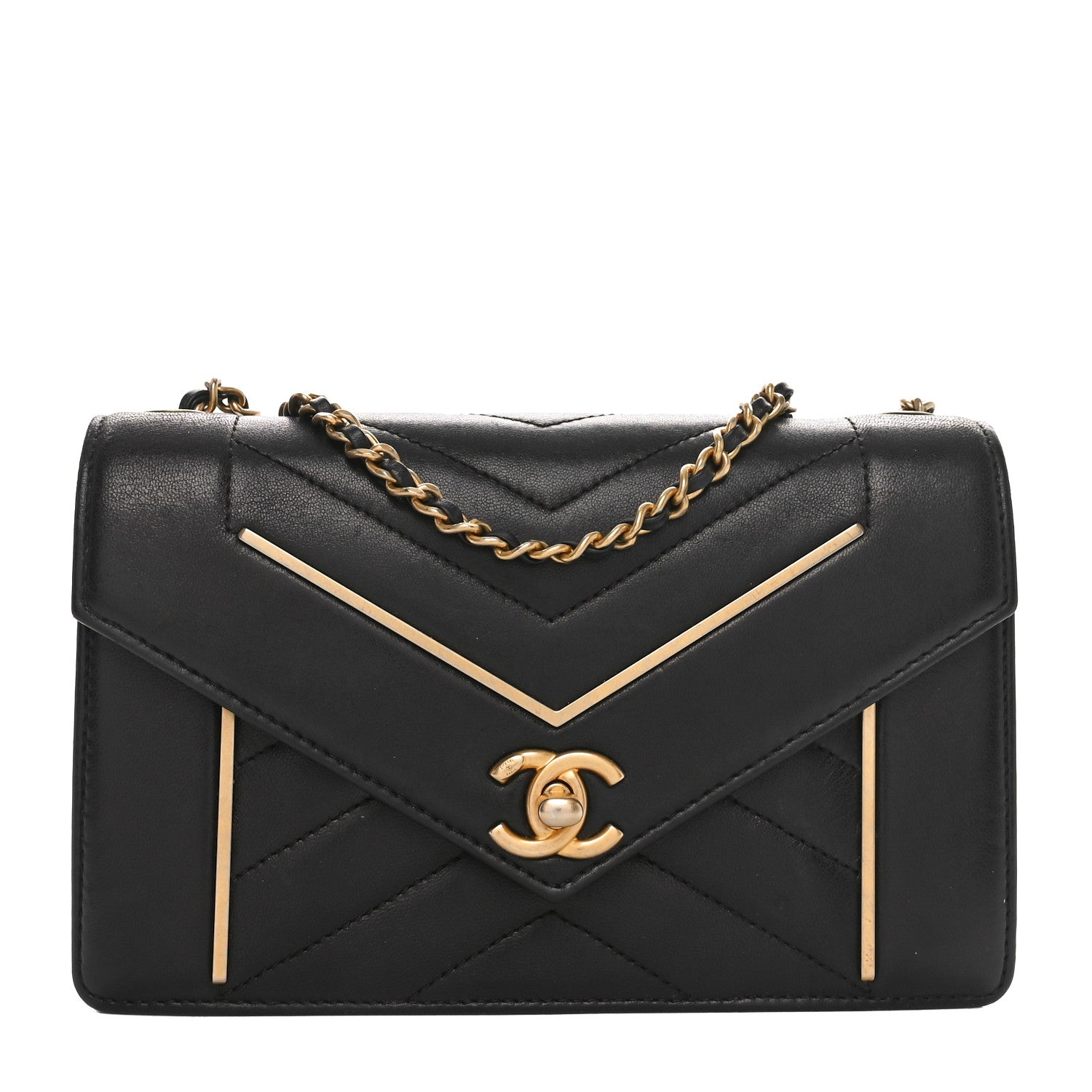Chanel Lambskin Reversed Chevron Quilted Flap Black 1 of 10