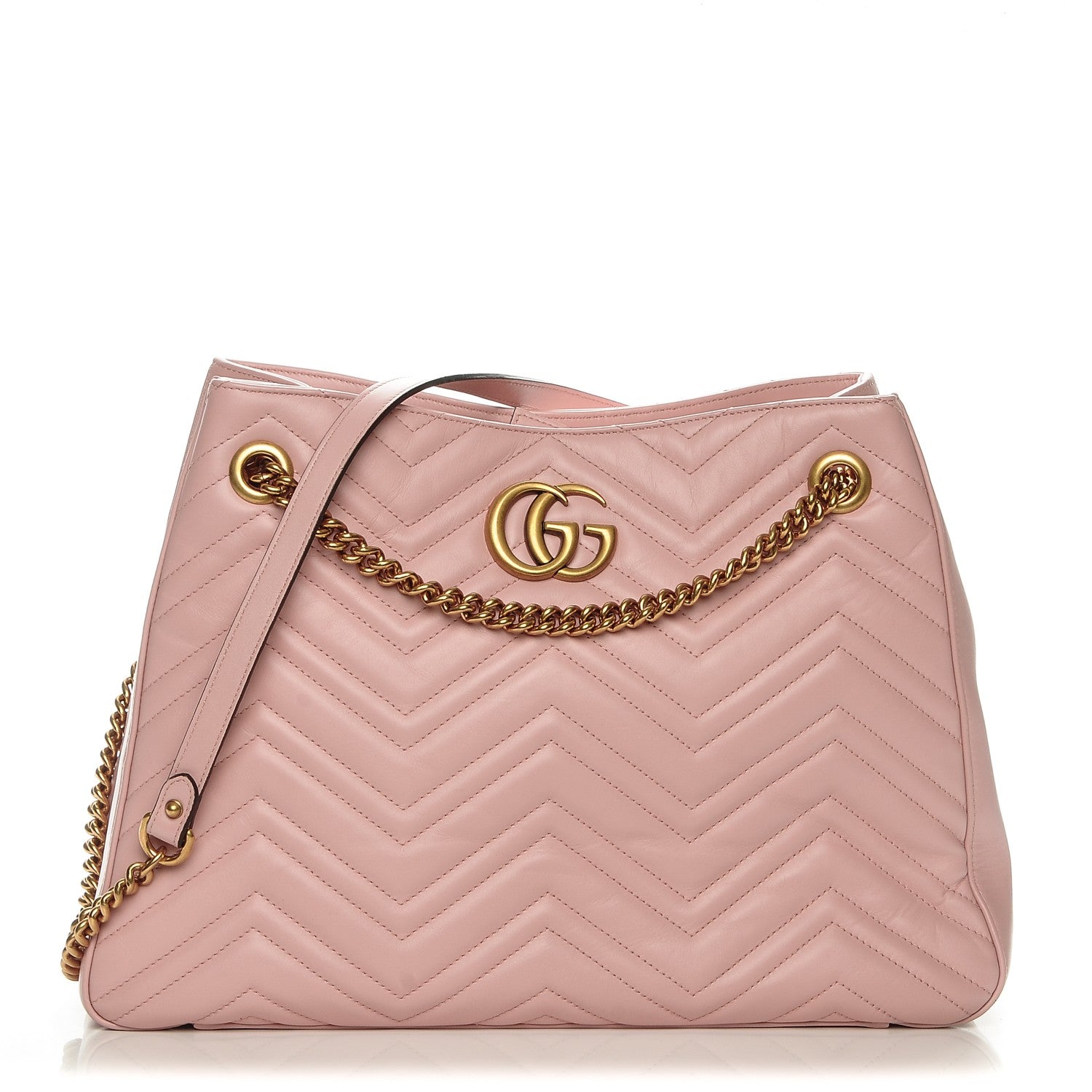 Gucci Calfskin Matelasse Medium GG Marmont Shoulder Tote Bag Perfect Pink 1 of 6