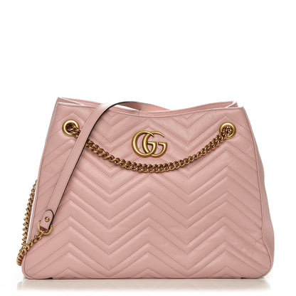 Gucci Calfskin Matelasse Medium GG Marmont Shoulder Tote Bag Perfect Pink 1 of 6