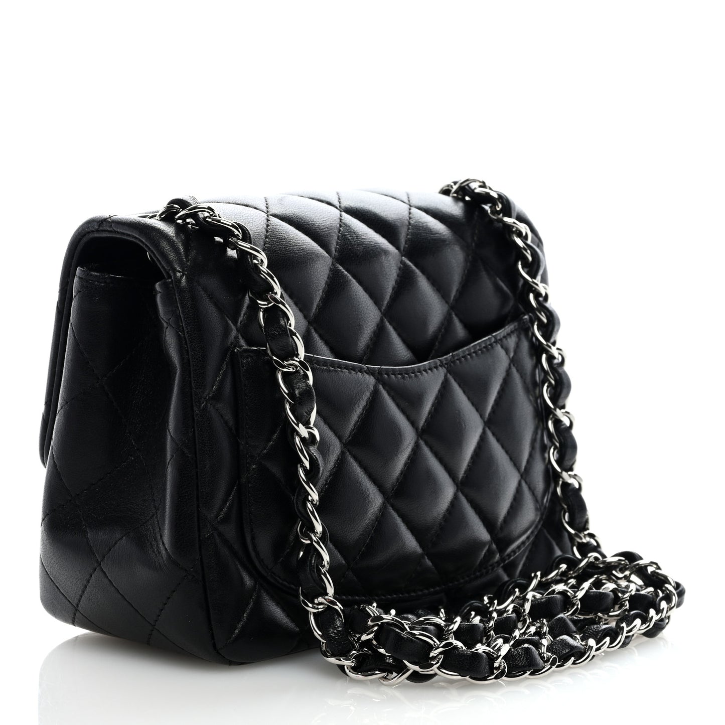 Lambskin Quilted Mini Square Flap Black