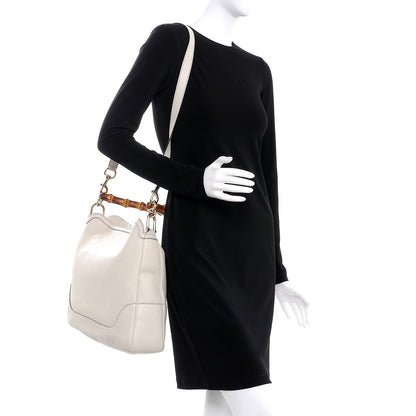 Gucci Pebbled Calfskin Medium Diana Bamboo Shoulder Bag Off White 2 of 7