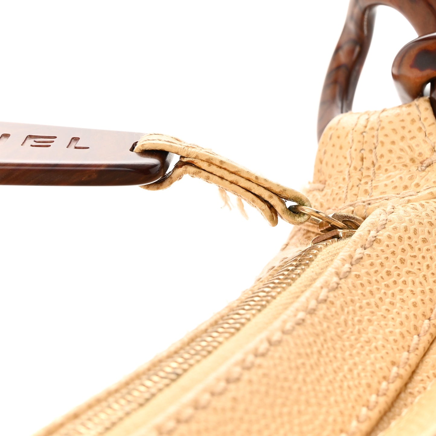 Caviar CC Wood Chain Hobo Beige