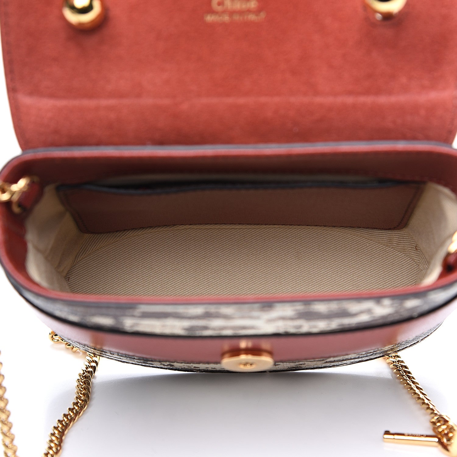 Chloe Calfskin Lizard Embossed Small Aby Lock Sepia Brown 4 of 7
