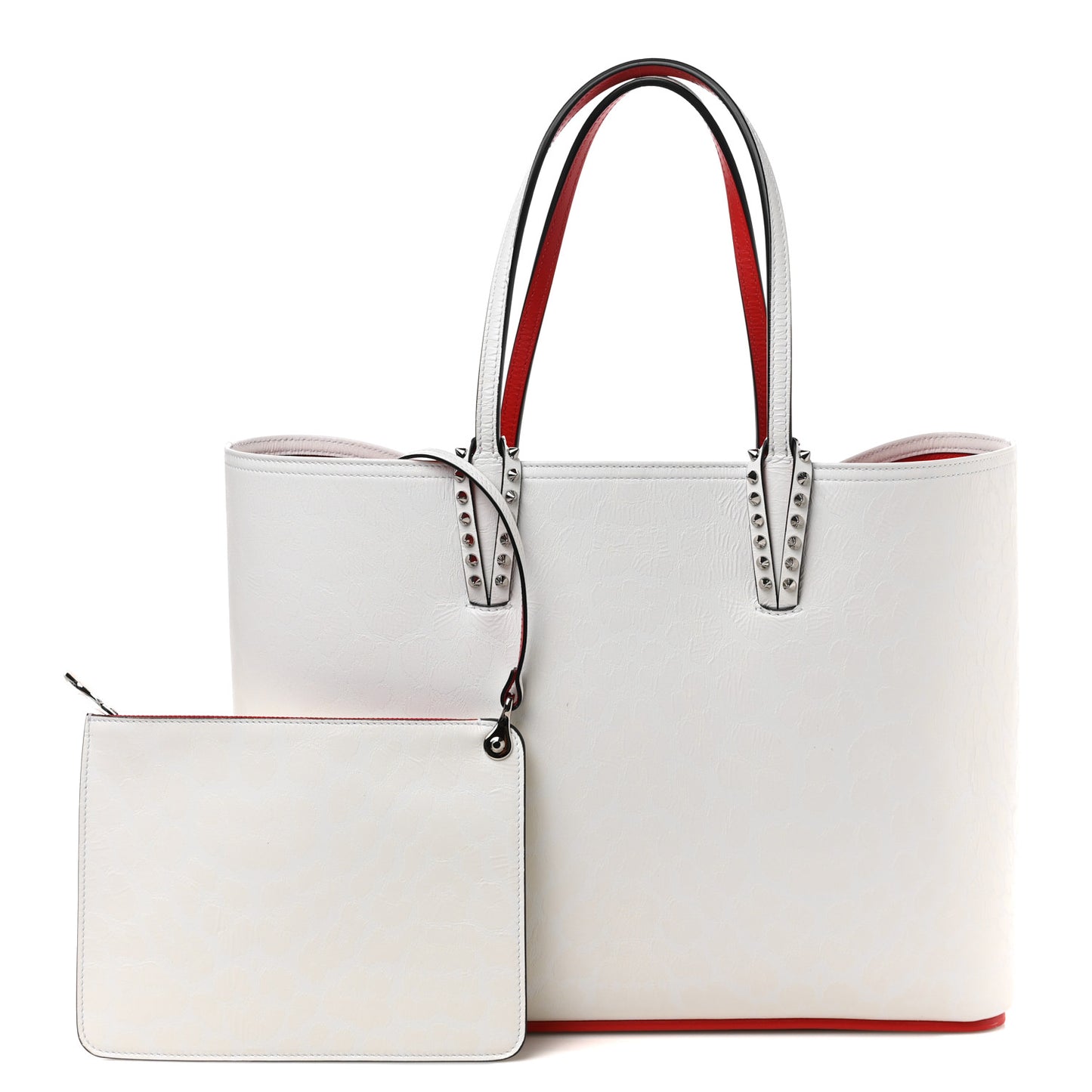 Patent Calfskin Leopard Print Spikes East West Cabata Tote Snow