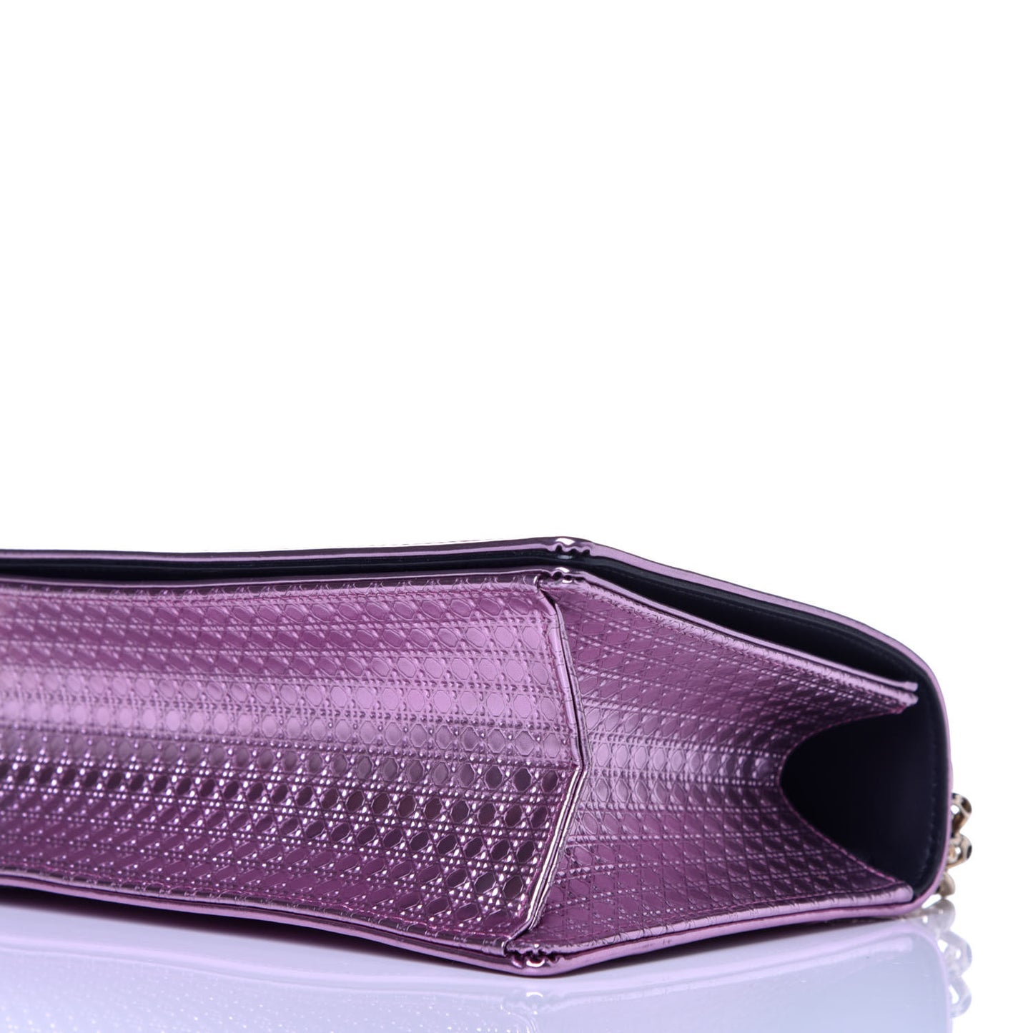 Metallic Patent Micro-Cannage Medium Diorama Flap Bag Purple
