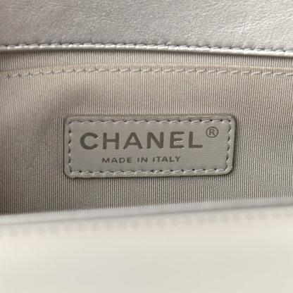Chanel Metallic Patent Calfskin Quilted Medium Boy Flap Silver 6 of 11