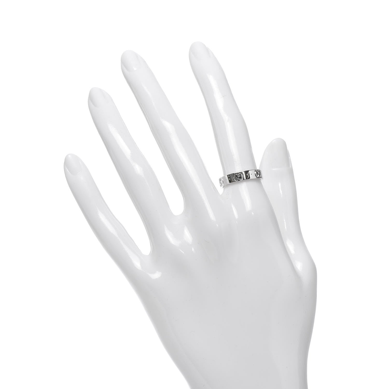 Gucci 18K White Gold 4mm Icon Thin Band Ring 51 5.75 2 of 7