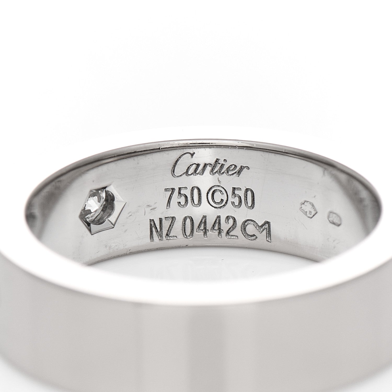 Cartier 18K White Gold Diamond 5.5mm Christmas LOVE Ring 50 5.5 4 of 5
