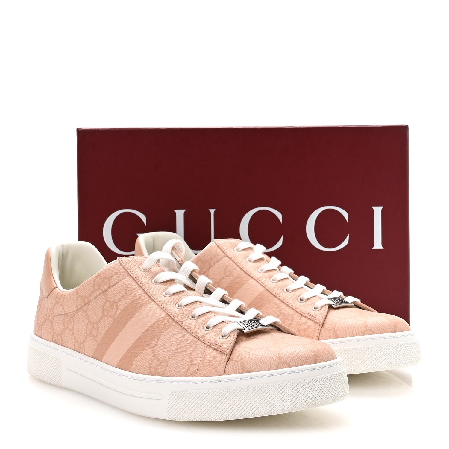 Gucci GG Supreme Tonal Web Womens New Ace Sneakers 41 Pink 8 of 8