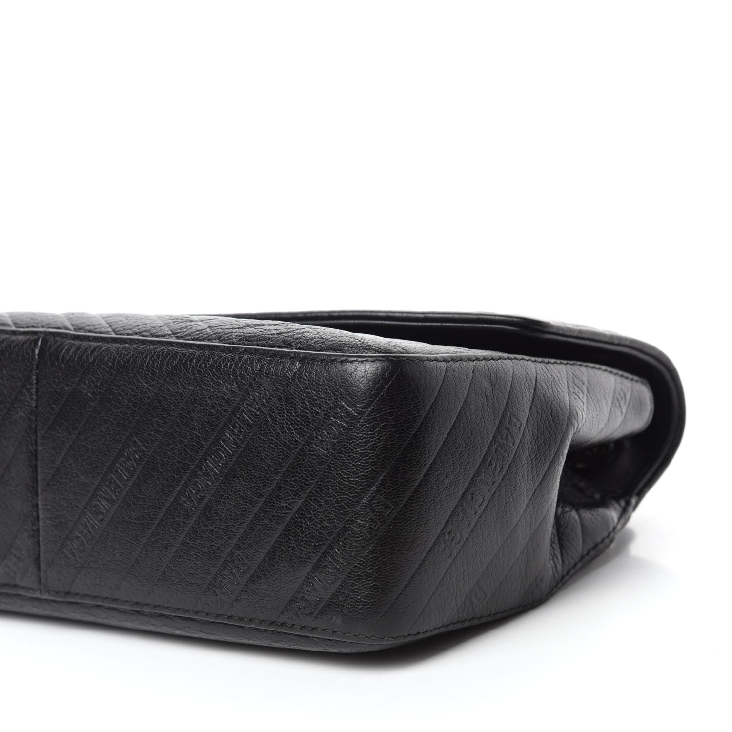 Balenciaga Shiny Goatksin Logo Embossed Monochrome M BB Round Shoulder Bag Black 8 of 11